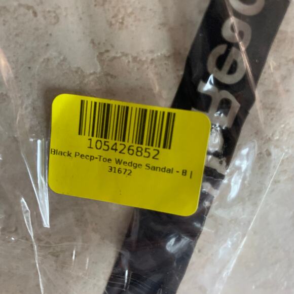 Black Sandals Women Size 8 Summer Shoes Peep Toe - Picture 8 of 10